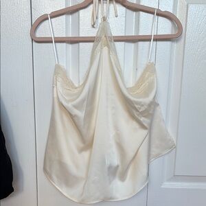 NWT Elegant Cream Lace Trim Halter